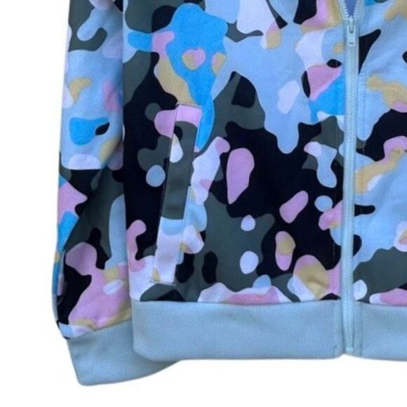 NWT Adidas Tricot Bomber Jacket Girl's Size 14/Large Multicolor Camo Long Sleeve - Picture 5 of 11